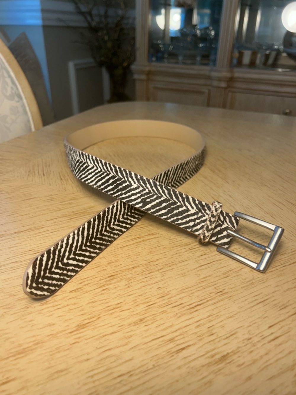 Lucky Brand Zebra Print Calf Hair Leather Belt (S)